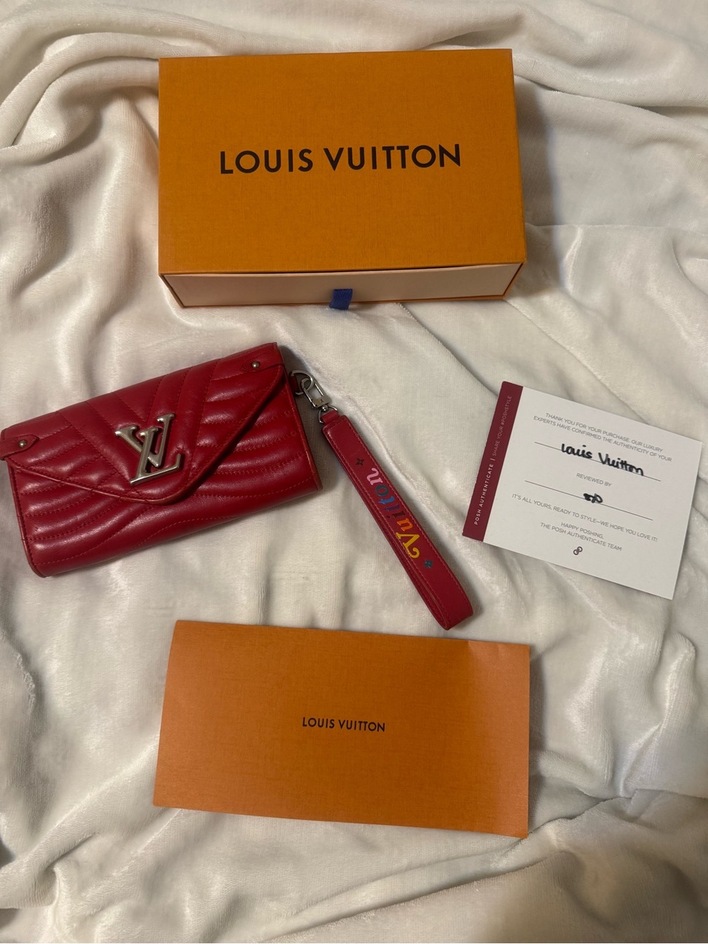 Beautiful Red LV Wristlet Wallet
